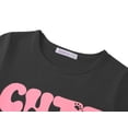thumbnail image 2 of Serdomi Girls Short Sleeve T-shirt Summer Tops for Kids Gray Cat Crewneck Tee Graphic Outfits Size 6, 2 of 7