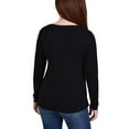 thumbnail image 2 of NY Collection Long Sleeve Studded Colorblocked Split Neck Top, 2 of 3
