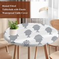 thumbnail image 3 of Abstract Art Fish Grey Round Tablecloth 36-44 Inch Round Fitted Table Cloth with Elastic Edge, Coastal Ocean Summer Waterproof Table Cover Protector for Outdoor Picnic Party Dining, 3 of 9