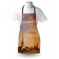 thumbnail image 3 of Sculptures Apron Statue of Liberty American Freedom Symbol on NYC Sunset with River Skyscraper, Unisex Kitchen Bib Apron with Adjustable Neck for Cooking Baking Gardening, Yellow White, by Ambesonne, 3 of 3