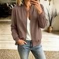 thumbnail image 6 of Guluxicc Women's Plaid Bomber Jackets Full Zipper Ribbed Cuffs Hem Long Sleeve Casual Jackets for Everyday Fall Winter, 6 of 7