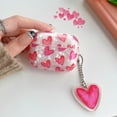 thumbnail image 1 of Pink Heart Girls Case for AirPods Pro Shell Texture Earphone Protective Cover for Airpods 2 3 3rd Soft IMD Case with Keyring heart For AirPods Pro, 1 of 6