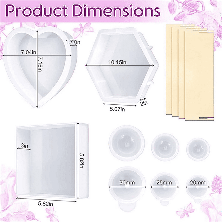 Hvxrjkn Large Silicone Molds Epoxy Resin Casting Molds Hexagon and Heart  Shape Mould DIY Flower Preservation Art Craft Tools Gift for Wedding  Valentine Anniversary 