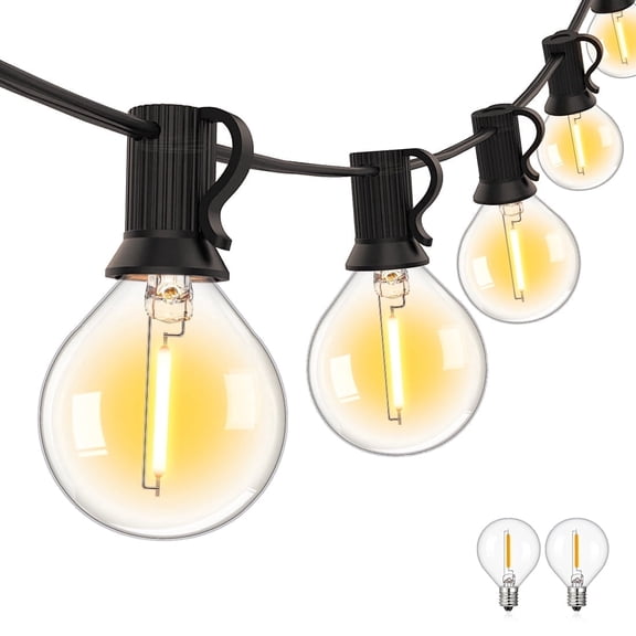25Ft LED Outdoor String Lights G40 Globe Dimmable Waterproof Hanging String Light with 10 Clear Bulbs, for Decorative G