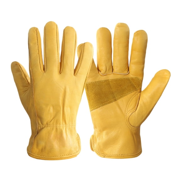 ACDANC Cowhide Leather Work Gloves for Men & Women, Reinforced Durable Gardening Gloves, Puncture & Cut Resistant