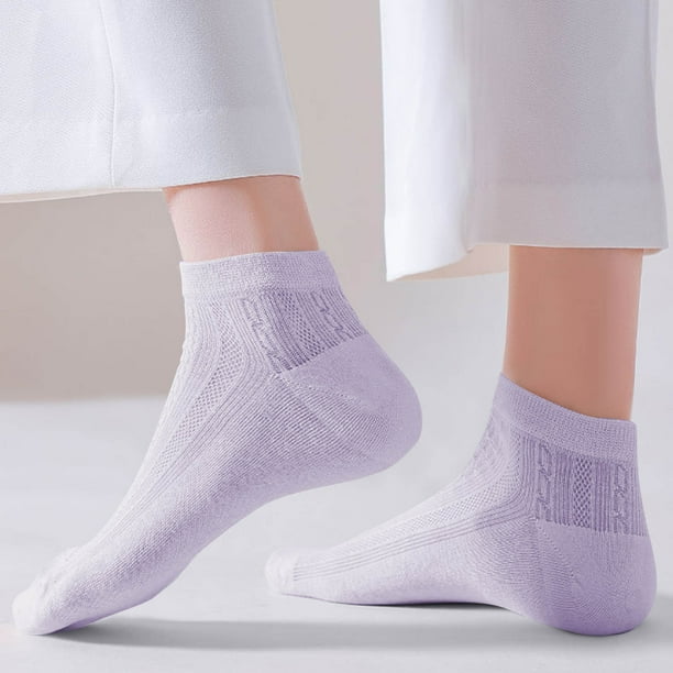 Calcetines de mujer de color liso, de boca baja, transpirables y absorbentes del sudor, de algodón.