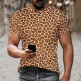 thumbnail image 2 of Men's Leopard Printed Summer Tops Crew Neck Short Sleeve Graphic Tees Vintage T Shirt Trendy Coffee, 2 of 9