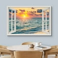 thumbnail image 3 of wall26 Canvas Print Wall Art Window View Neon Sunset Sky Tropical Island Ocean Wilderness Nature Photography Realism Scenic Landscape Colorful Multicolor for Living Room, Bedroom, Office - 16"x2, 3 of 5