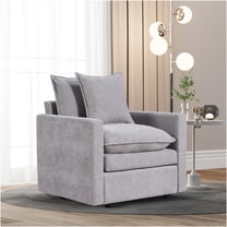 JERFIT Modern Chenille Accent Chair with Pillow, Deep Seat Single Sofa Chair for Living Room, Bedroom, Gray