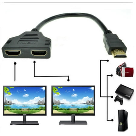 1080P HDMI 1 In 2 Out Splitter Adapter Converter For PS3 PS4 Xbox HDTV