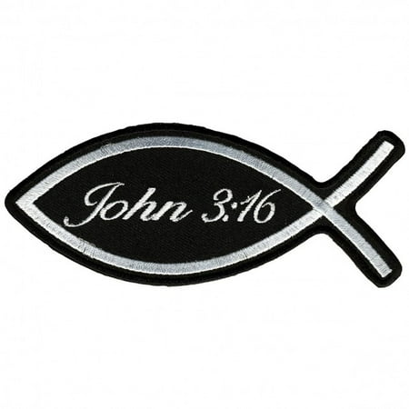 - John 3:16 Fish, High Thread Embroidered Iron-on / Saw-on Rayon PATCH - 5