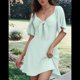 thumbnail image 3 of Vestido Mini Elegante con Escote en V Profundo y Lazo en Verde Esmeralda M, 3 of 9