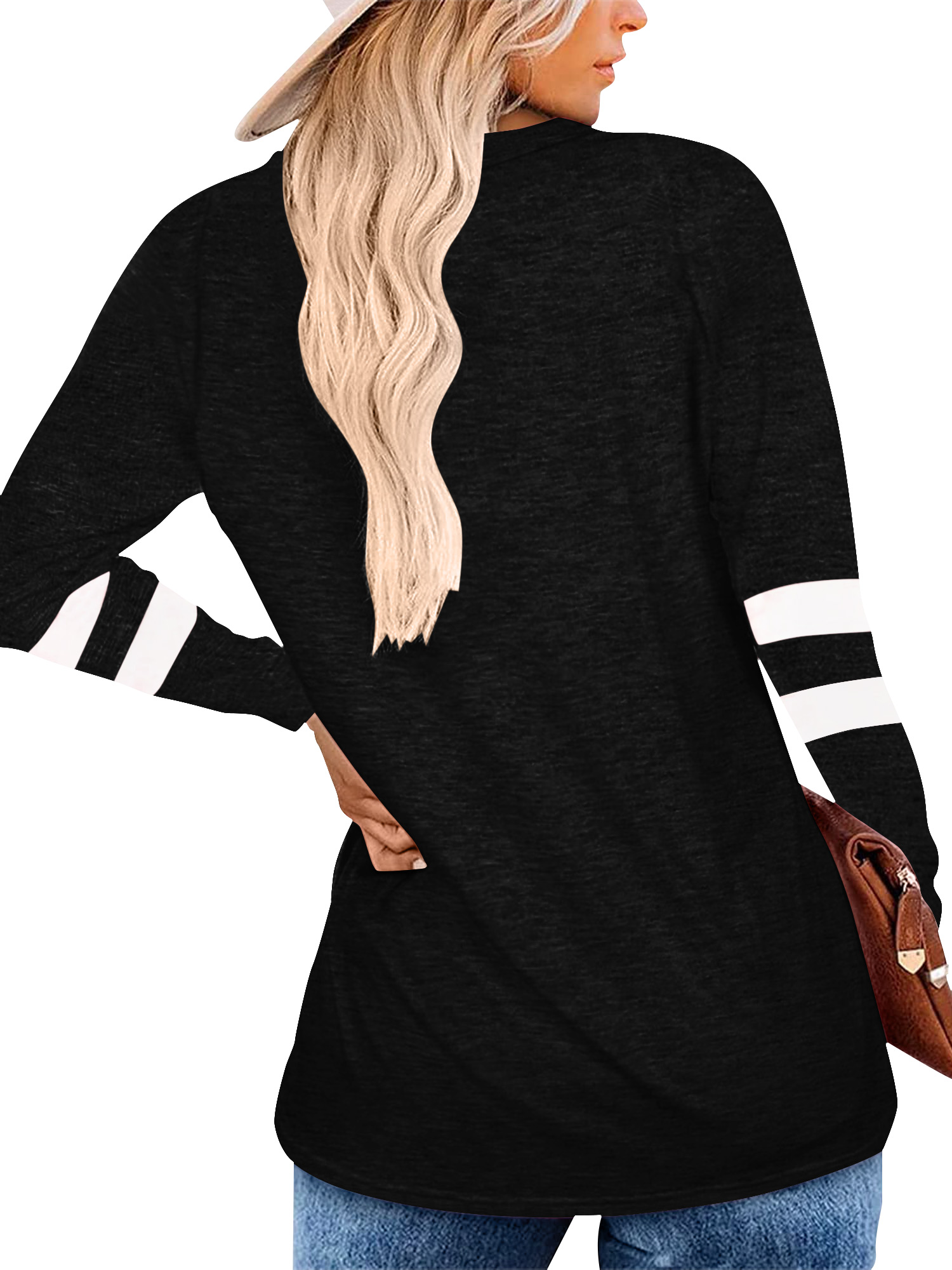 Temofon Women's V-Neck Color Block Pullover Top photo 6