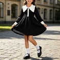 thumbnail image 2 of StSilkitty Girls Sweater Dress Long Sleeve Collared Bowknot A-Line Midi Dresses Fall Lightweight Casual Outfits, 2 of 9