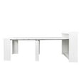thumbnail image 2 of Tcbosik 20"-98" Extendable Dining Table with Storage for 1-8 Person, Modern Rustic Rectangle Kitchen Table for Home, Apartment, Space Saving, White, 2 of 8