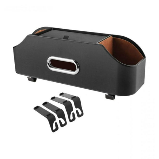 Organizador de respaldo de asiento de automóvil, porta pañuelos, accesorios de viaje, multifuncional con Negro
