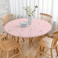 thumbnail image 3 of Round Fitted Tablecloth with Elastic Edges Fits 36"-44" Round Tables Pioneer Colorful Floral Waterproof Table Cover Washable Indoor and Outdoor for Party Kitchen Dinner Banquet Patio Picnic, 3 of 7