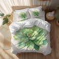thumbnail image 2 of Green Succulent Twin Size Comforter Set, Green Leaves Plants Abstract Art Bedding for All Seasons, 4 Pcs Bed Set, 1 Quiltcover (68"x86") ,1Sheet(67"x116"), 2Pillowcases (30"x20"), 2 of 12
