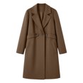 thumbnail image 4 of uublik Womens Trench Coat Brown Notch Lapel Single-Breasted Business Casual Peacoat Trendy Clothes, 4 of 6