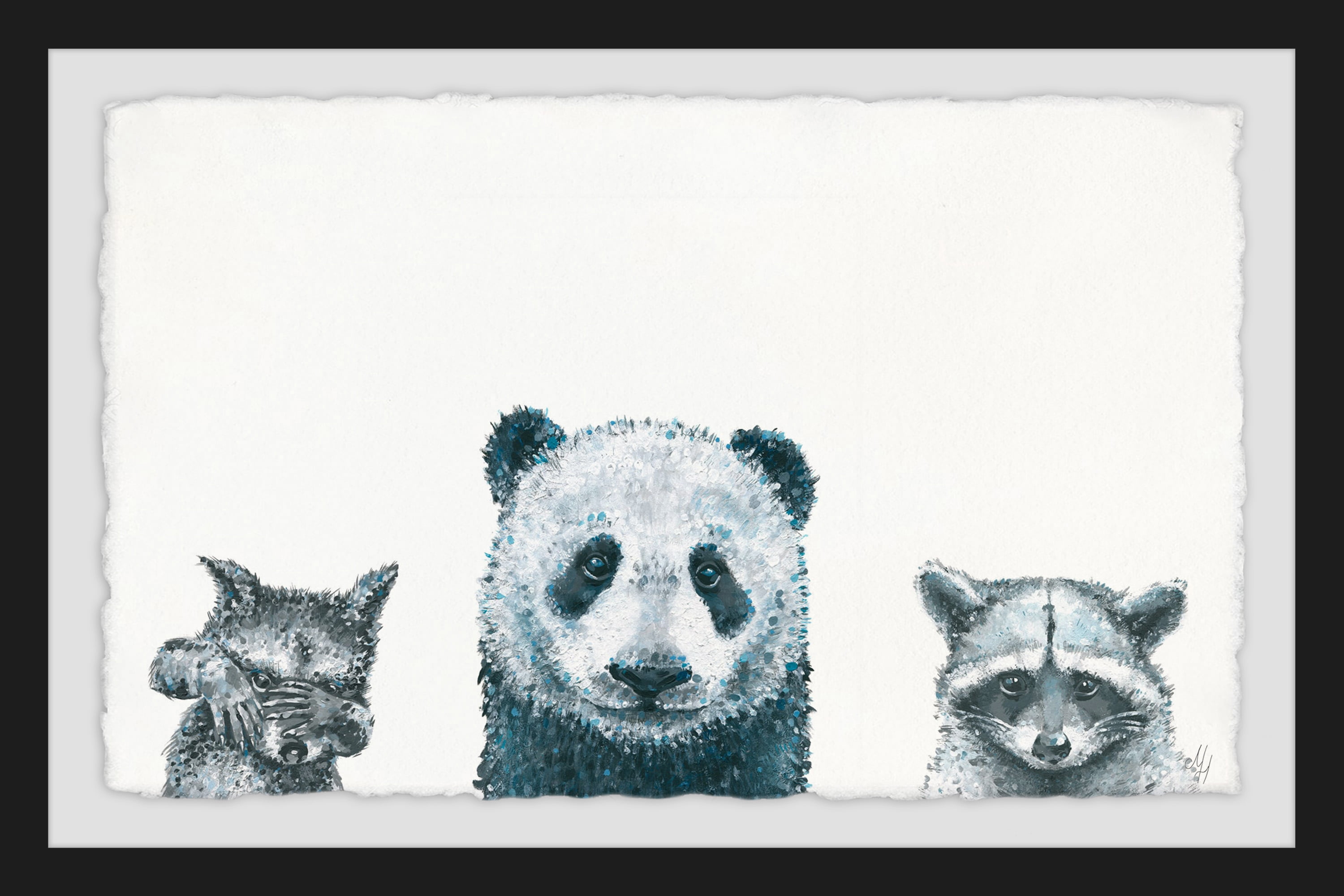 Shy Trio Framed Painting Print
