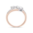 thumbnail image 4 of 2 Carat Center 6MM Round Cut Lab Created Moissanite Diamond Two Stone Bypass Engagement Ring For Women In 14K Rose Gold Over Sterling Silver (G-H Color, VVS1 Clarity, 2 Cttw)-9, 4 of 7