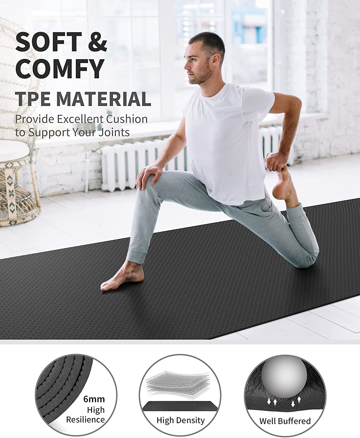 CAMBIVO Extra Wide Yoga Mat for Women and Men, 72"x 32"x 1/4" Eco-Friendly SGS Certified, Large TPE Exercise Fitness Mat for Yoga, Pilates, Workout