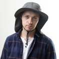 thumbnail image 2 of Sombrero de sol de otoño para hombres y mujeres, sombrero de cubo con solapa para el cuello, protección UV para exteriores, ala ancha grande, senderismo, pesca, gorra transpirable de malla, color negro Kuyhfg Bienvenido a Kuyhfg, 2 of 5