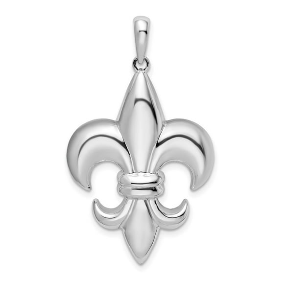 Auriga Fine Jewelry 925 Sterling Silver Rh-Plated Polished Large Fleur de Lis Pendant for Women