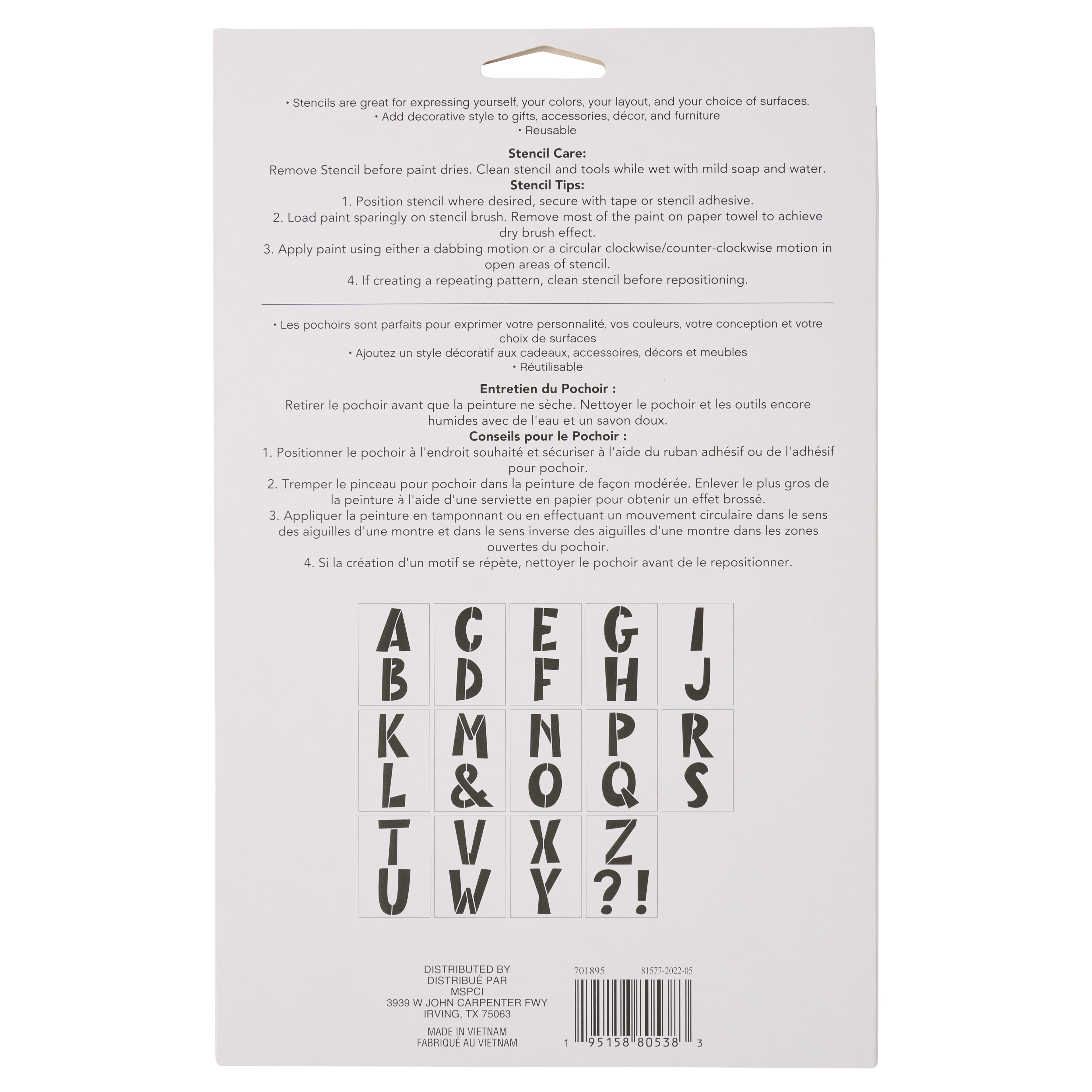 Craft Smart 4" Modern Alphabet Stencils - Reusable Plastic, 29 Designs per Pack, 14 Sheets Each - Ideal for DIY Crafts, Decor, Furniture & Gifts, 6 Pack