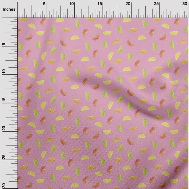 oneOone Cotton Poplin Fabric Lemon Slice Vegetable Printed Craft Fabric BTY 56 Inch Wide