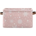 thumbnail image 2 of Storage Basket Christmas Snowflake Pink Foldable Canvas Laundry Baskets Bin Waterproof Inner Layer with Sturdy Handles for Toy Nursery Blanket Clothes 2 Pack, 2 of 7
