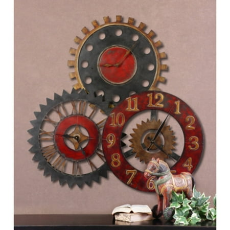 Uttermost Metal Leaves - Uttermost Rusty Movements Metal 35 Inch Wall Clock