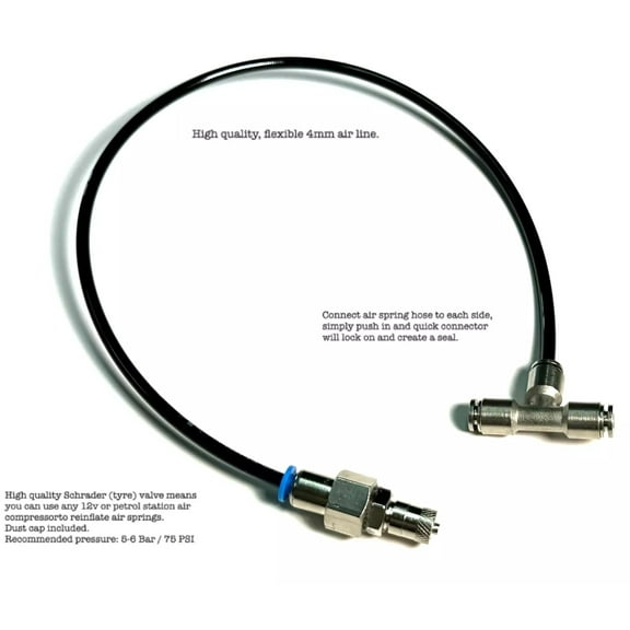 Premium 4MM Schrader Valve T-Piece Air Suspension Repair / Emergency Bypass Kit # TMH4KITP