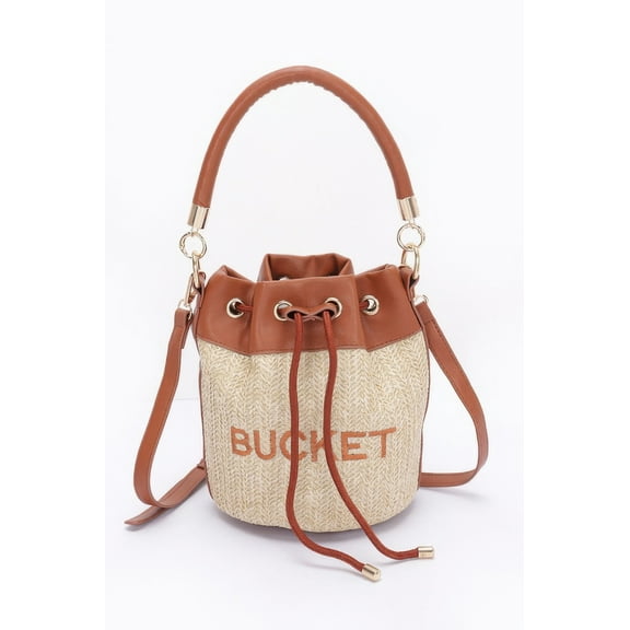 Faux Straw Bucket Bag