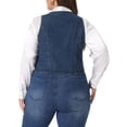 thumbnail image 4 of DARING DIVA Women's Plus Size Button Down Waistcoat Denim Vest 3X Dark Blue, 4 of 6