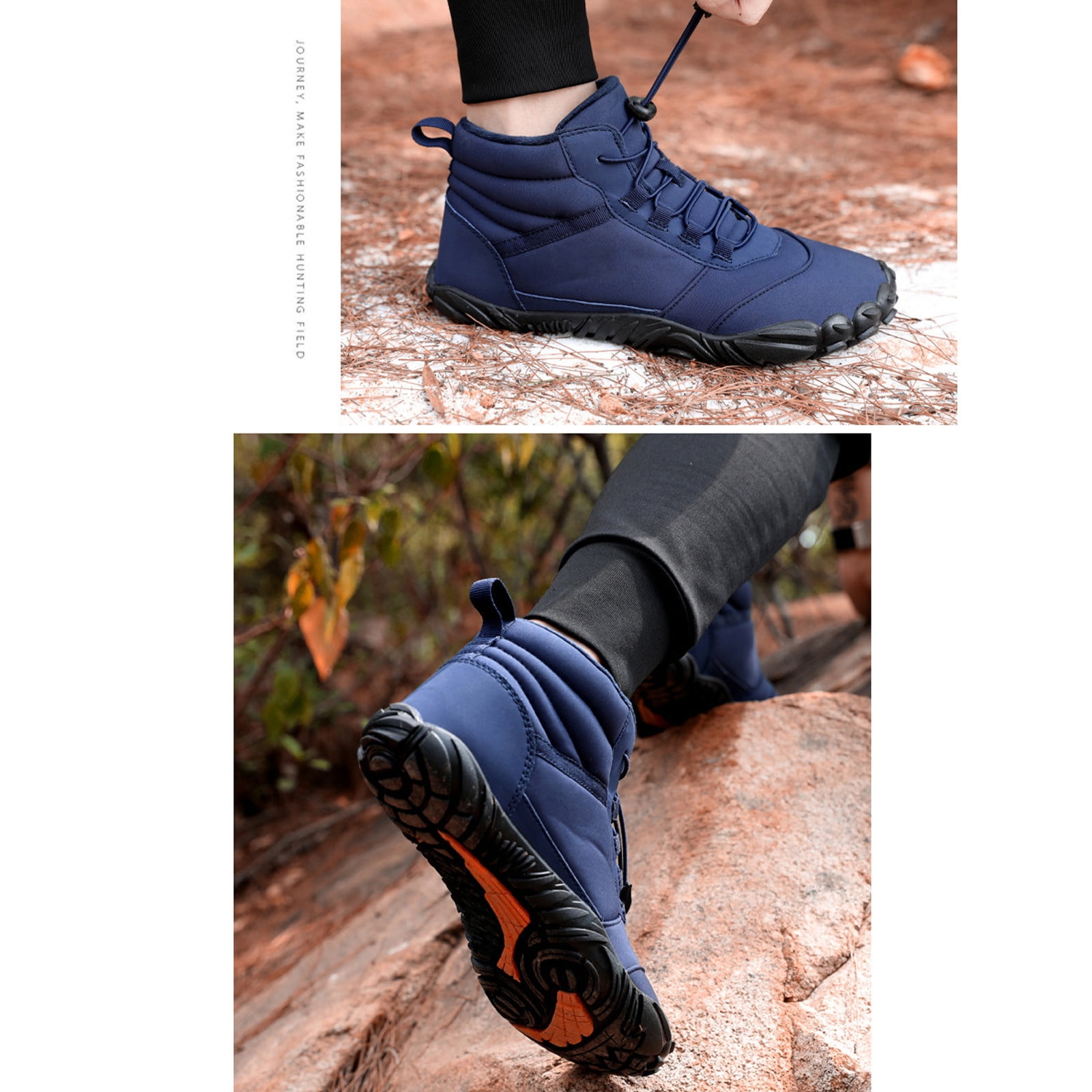 hopeusnice Winter Barefoot Shoes for Women Waterproof Running Shoes Hiking Shoes Toe Shoes High Warm and Non-Slip Boots Blue 39