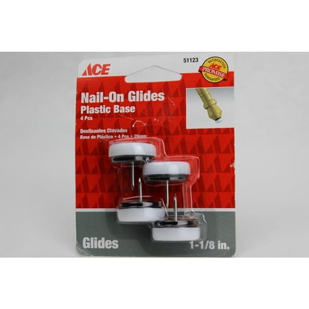 Assorted pack 2 1-1/8  White Plastic Base Nail-On Glides Ace Protective Pads 51123 082901511236