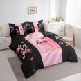thumbnail image 3 of Feelyou Happy Valentine's Day Comforter Set 7pcs, Marble Black Pink Full Bedding Set, 3 of 8