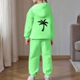thumbnail image 4 of Ulitacool Outfits for girls Toddler Casual Printed Hoodie Set Long Sleeve Sweatpants Pullover Top Matching Bottoms Fall Winter Pajamas Loungewear Green, 4 of 6