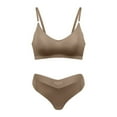 thumbnail image 5 of Seductiva Bra and Panty Sets for Women Women's No Underwire Bra Set V Neck Thong Large Chest Display Small Gathered Upper Support Yoga Sports Underwear Set Underwear Sets 2PC, 5 of 5