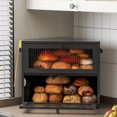 thumbnail image 6 of BGTREND Double Layer Bamboo Bread Box for Kitchen Countertop, Spacious Wooden Corner Bread Storage Container, Under Cabinet Organizer (Black, Medium), 6 of 7