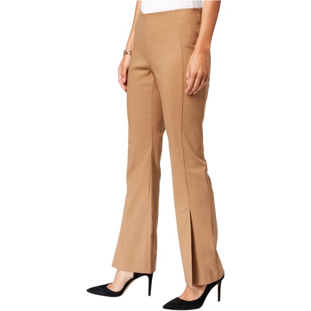 INC Pantalones casuales sin cordones para mujer, marrón, 4