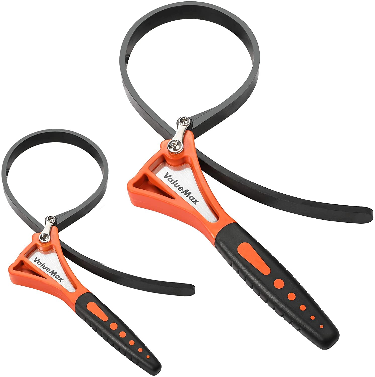 2-Piece Strap Wrench Set – Adjustable Rubber Oil Filter Wrench (Fits Up To 6”), Heavy Duty Jar Opener & Plumbing Tool