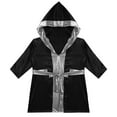 thumbnail image 3 of TiaoBug Kids Boys Boxing Halloween Costume Metallic Long Sleeve Hooded Robe Boxer Cloak with Belt Black&Silver 10, 3 of 5