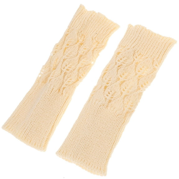 Masteelf Women Winter Warm Knit Fingerless Gloves Hand Crochet Thumbhole Arm Warmers Mittens(Pink)