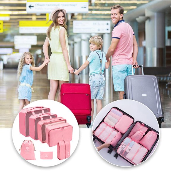 Travel Packing Cubes, Set Of 7 Travel Cubes, Foldable Suitcase Organizer, Lightweight Luggage Storage Bag