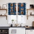 thumbnail image 2 of 2 Panels Kitchen Tier Curtains 39 Inch Length, Desert Camels Grommets Window Treatment Curtain, Wildlife Brown Animals Blue Geometric Thermal Curtains Drapes for Living Room/Bathroom, 2 of 9
