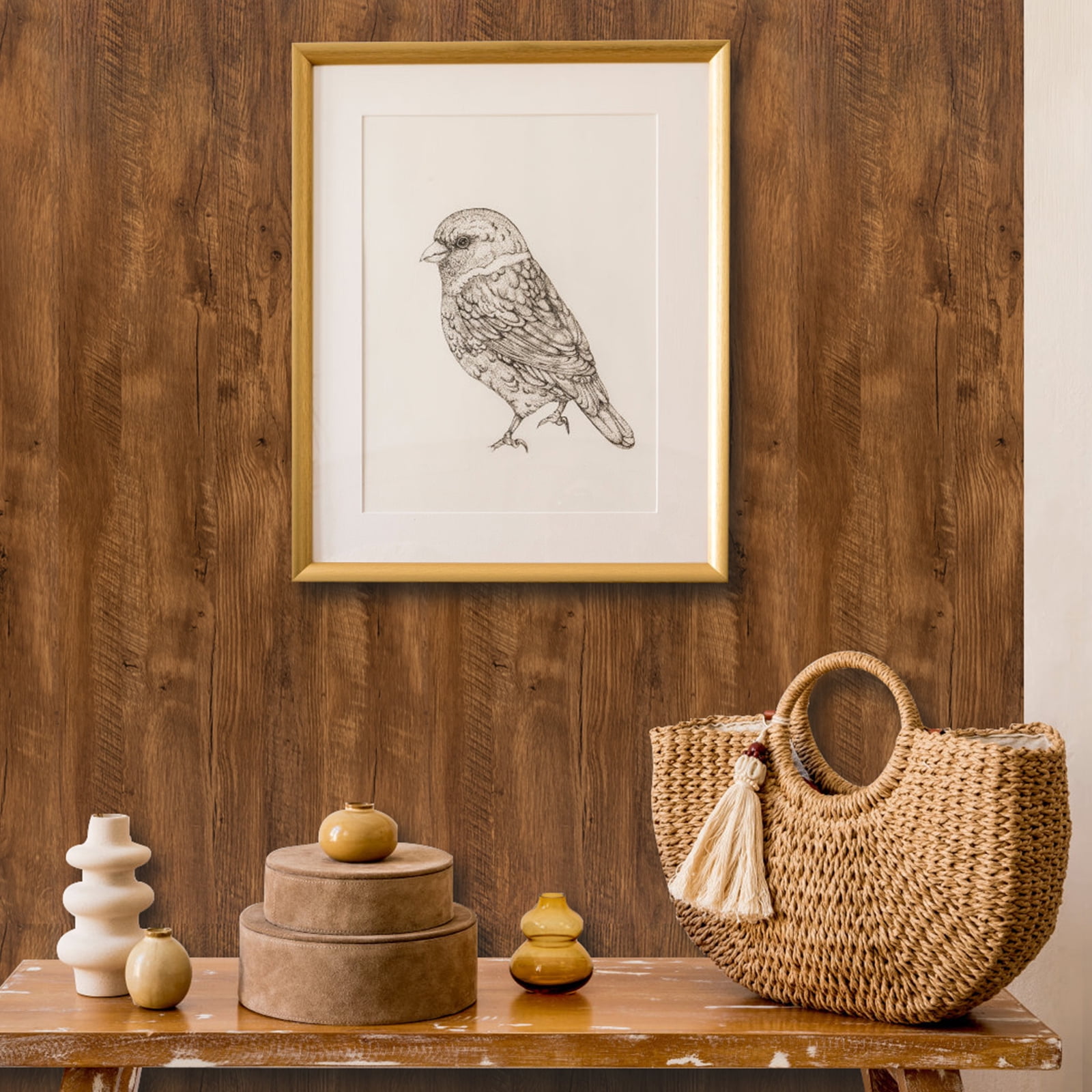 UMIGGEE 17.7-in x 472-in Brown Wood Wallpaper Peel and Stick Wallpaper Wood Grain Wall Paper Removable Self Adhesive Wood Wallpaper Contact Paper Wood Plank Wallpaper for Furniture Home Decor