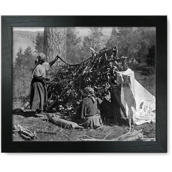 Framed Print: Drying Meat--Flathead, 1910
