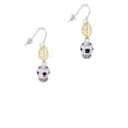 thumbnail image 2 of Delight Jewelry Silvertone Black Dots on White Spinners Goldtone Leaf French Earrings, 2 of 4